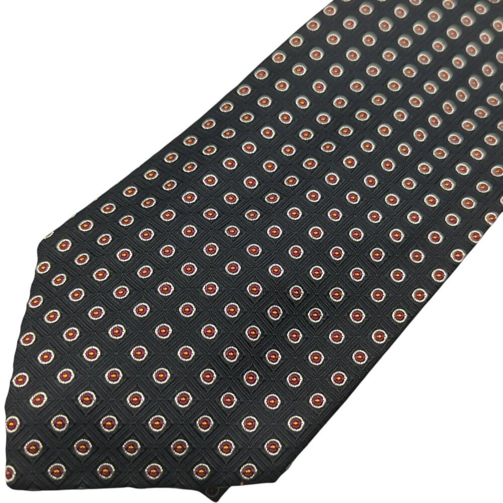 Vintage Polo Ralph Lauren Men's Tie Black Geometric Medallion Repp Silk‎ Necktie